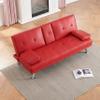67" Red Leather Multifunctional Double Folding Sofa Bed for Office with Coffee Table view 4