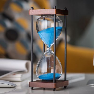 Hourglass Timer,Hourglass Sand Timer Large Fashion Colorful Sand Glass Sandglass Hourglass Timer Vintage 15/30 Minute Glass Sandglass for Gift Office Desk Decor (15 Minute) (Color : Blue Sand, Size