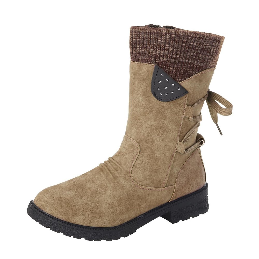 ZBYY Mid Calf Dress Boots for Women Winter Lace up Mid Calf Combat Riding Military Snow Ankle Booties