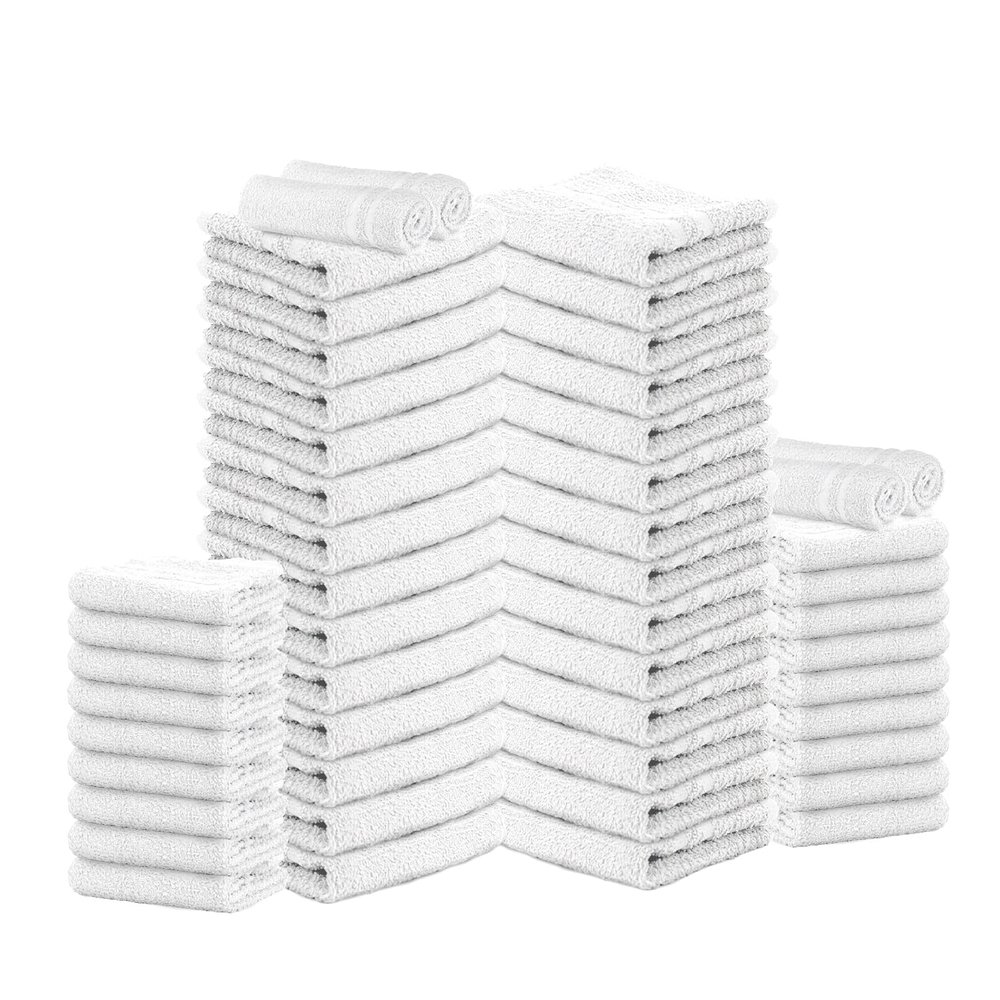TOALLA 100% Cotton Salon Towels Set of 50|400 GSM|Bulk Hand Towel|Cotton Salon Towel|Ideal for Spa Gym Bathroom Hotel|Absorbent||Not Bleach Proof|Quick Dry|Hand Towel 16 x 27 in|White