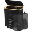Laundry Hamper 3 Section, 145L Dirty Clothes Hamper with Lid, Extra Large Laundry Basket Organizer with Removable Inner Bags & Labels for Laundry Room, Bedroom, Black view 1