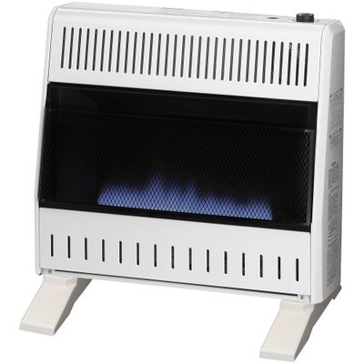 ProCom MN300TBA-B Ventless Natural Gas Blue Flame Space Heater with Thermostat Control for Home and Office Use, 30000 BTU, Heats Up to 1400 Sq. Ft., Includes Wall Mount and Base Feet, White