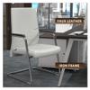 LeisureMod Aleen Mid-Century Modern Office Chair with Upholstered Leather Seat and Metal Armrest, White view 3