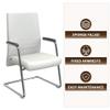 LeisureMod Aleen Mid-Century Modern Office Chair with Upholstered Leather Seat and Metal Armrest, White view 4