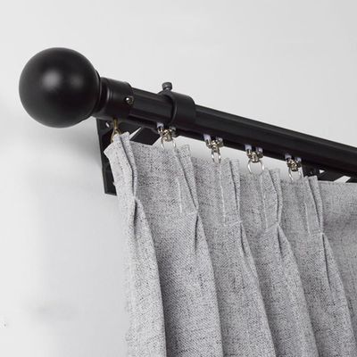 TOCTUS Decorative Traverse Rod with Bracket, Wall Mounted Sliding Curtain Track, 39 to 118 Inch Black Rustic Drapery Rod for Patio, Bedroom, Kitchen, Bathroom, Room Divider(3m/9.8ft)