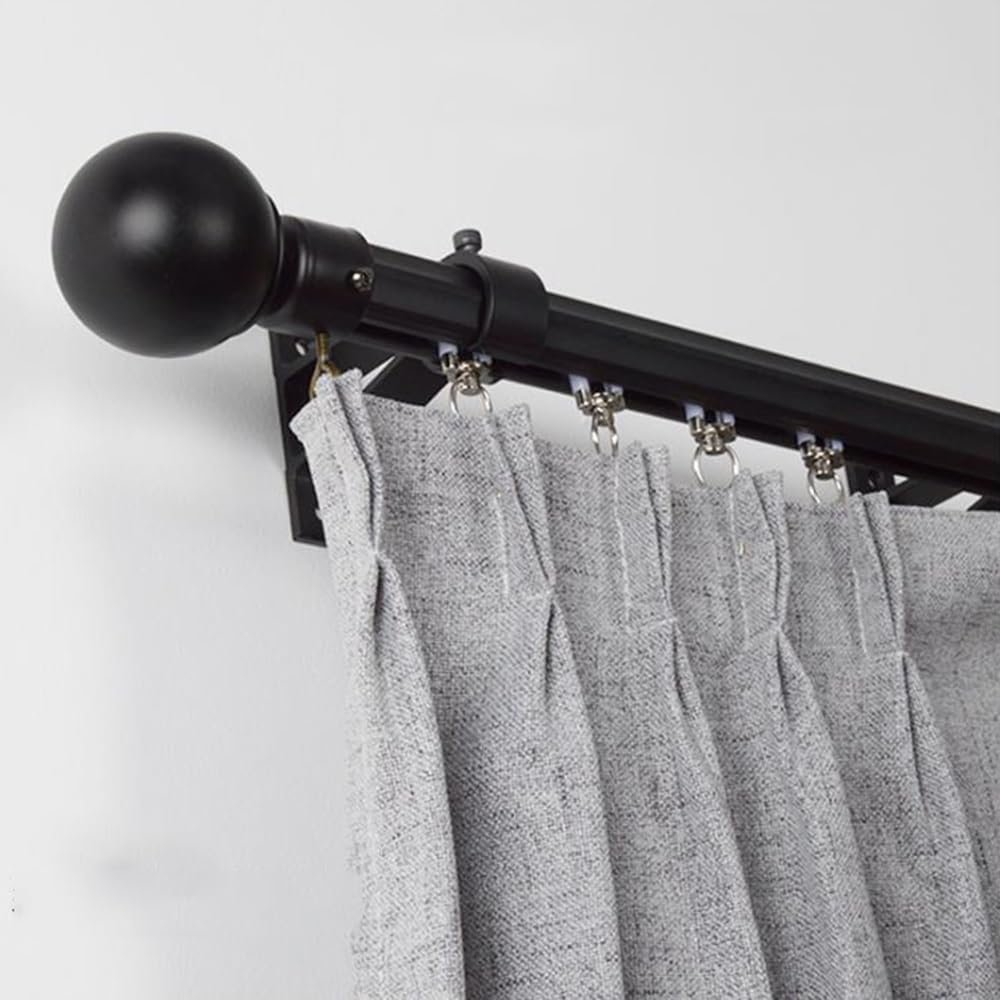 TOCTUS Decorative Traverse Rod with Bracket, Wall Mounted Sliding Curtain Track, 39 to 118 Inch Black Rustic Drapery Rod for Patio, Bedroom, Kitchen, Bathroom, Room Divider(3m/9.8ft)