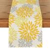 Artoid Mode Yellow Dahlia Floral Pinnata Summer Table Runner, Seasonal Spring Holiday Kitchen Dining Table Decoration for Home Party Decor 13x72 Inch view 1