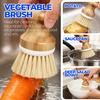 Holikme 6 Pack Dish Brush Kitchen Brushes Set with Vegetable Palm Brush, Bottle Brush, Dish Brush and Straw Brush, Fruit Cleaning Brushes for Cleaning Potato Skillet Wok Pot Pan Cast Iron, Yellow view 2