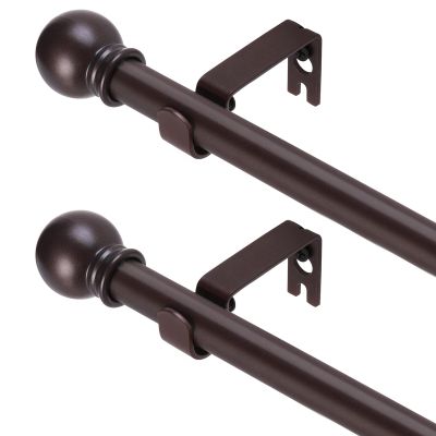 GXOACKJ 2 Pack Brown Curtain Rods for windows 32 to 48 inch, 5/8 inch Splicing Heavy Duty Metal Curtain Rod Set with Brackets
