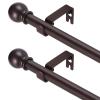 GXOACKJ 2 Pack Brown Curtain Rods for windows 32 to 48 inch, 5/8 inch Splicing Heavy Duty Metal Curtain Rod Set with Brackets view 1