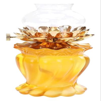 Oil Lamps Portable Vintage Kerosene Lamp Lotus Buddha Oil Lamp with Wick Vintage Butter Lamp Hurricane Lamp Outdoor Home Lighting Exquisite Retro
