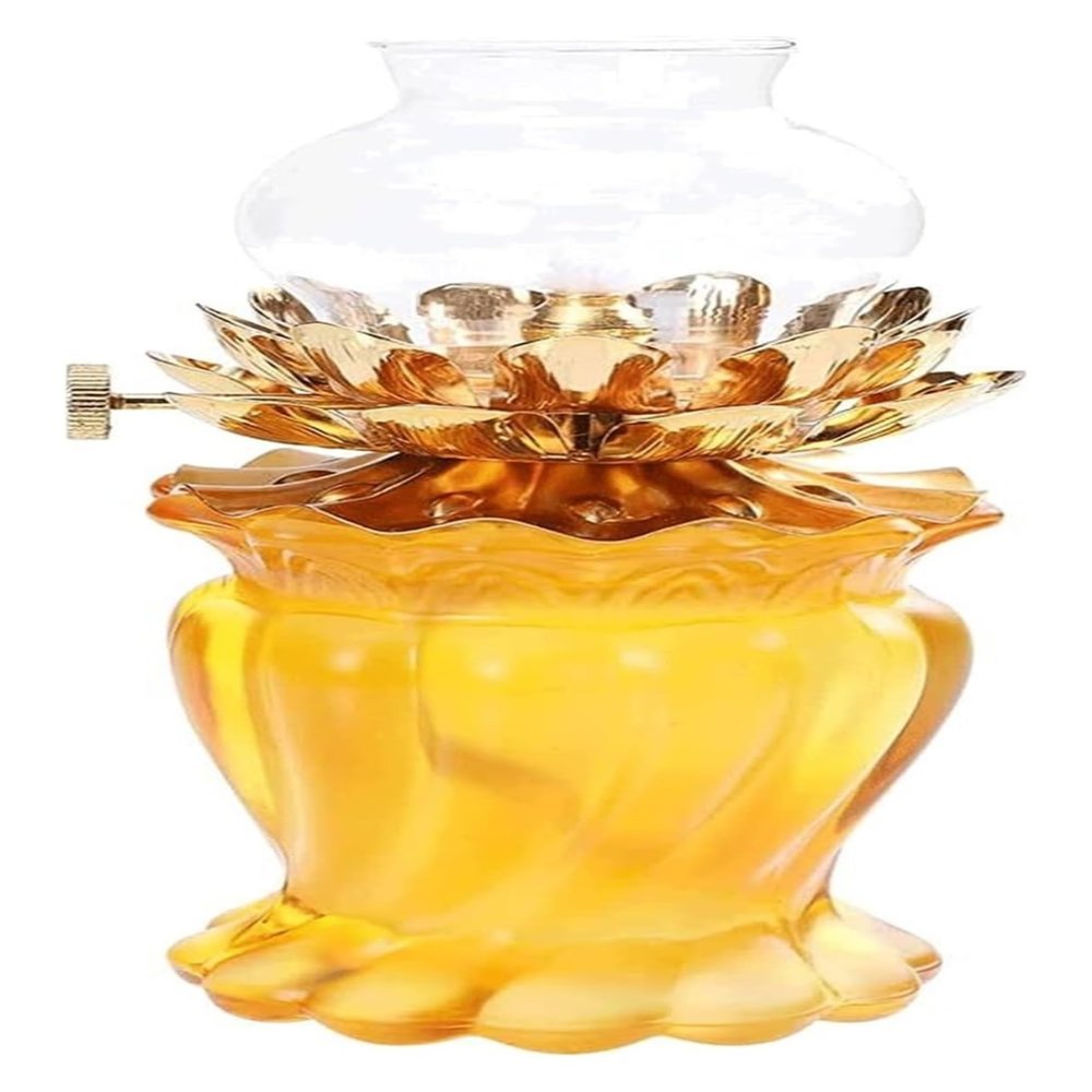 Oil Lamps Portable Vintage Kerosene Lamp Lotus Buddha Oil Lamp with Wick Vintage Butter Lamp Hurricane Lamp Outdoor Home Lighting Exquisite Retro