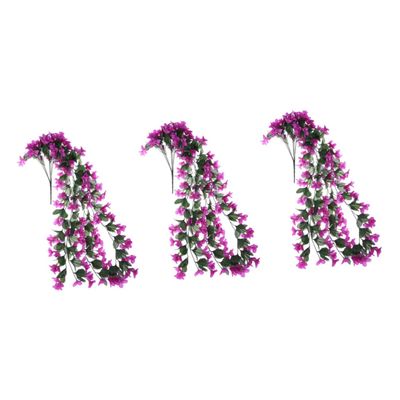 ifundom 3pcs Petals Artificial Violet Hanging Flower Vine Fuchsia Flower Decoration for Weddings Home and Craft Projects Lifelike Faux Floral Arrangement
