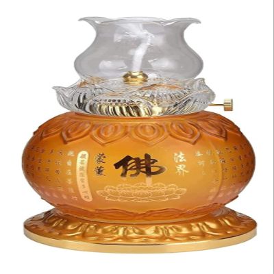 LUTFI Oil Lamps Retro Kerosene Lamp Buddha Front Glass Oil Lamps Glass Kerosene Lights Buddha Front Hurricane Lamp Vintage Lantern Retro Retro