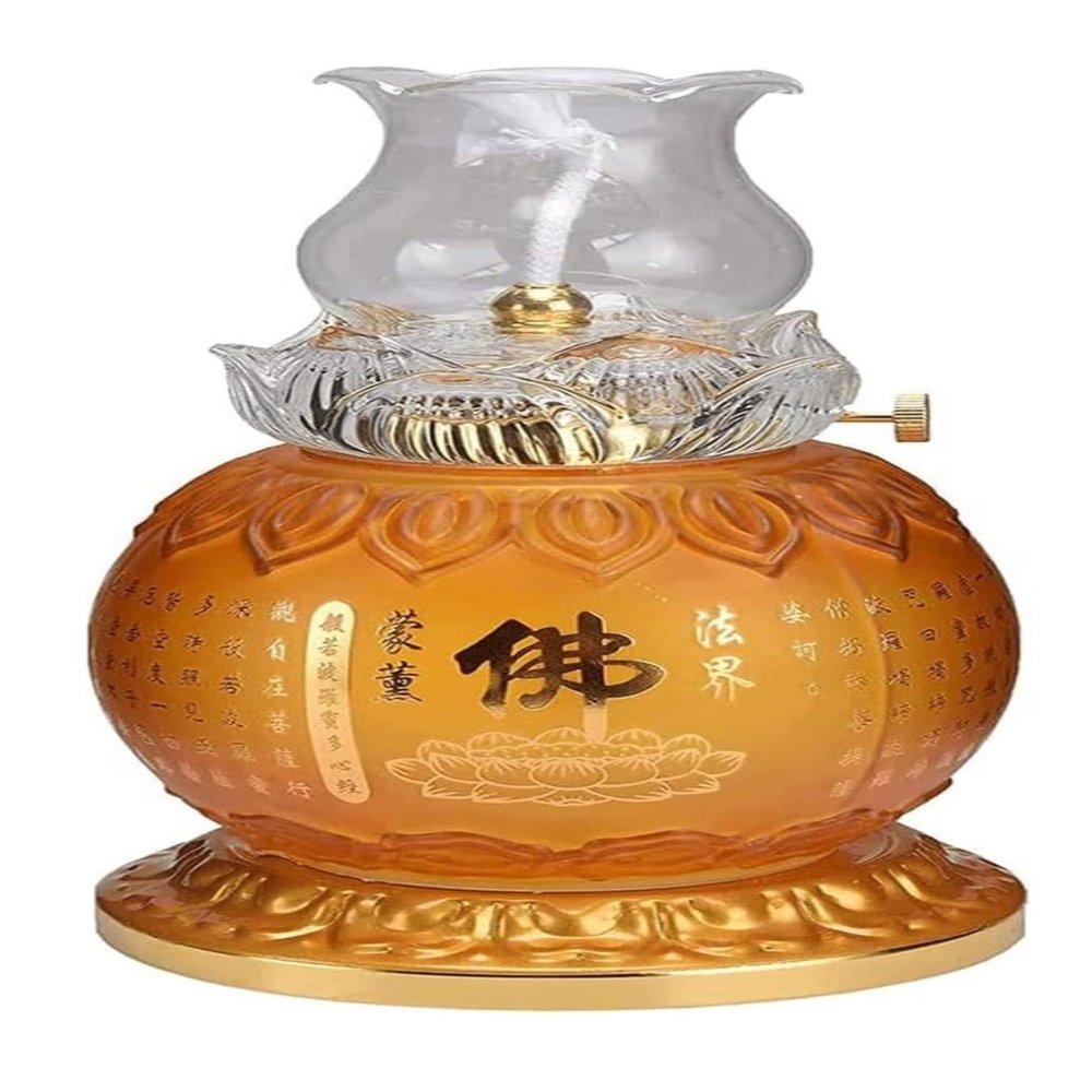 LUTFI Oil Lamps Retro Kerosene Lamp Buddha Front Glass Oil Lamps Glass Kerosene Lights Buddha Front Hurricane Lamp Vintage Lantern Retro Retro