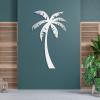 Palm Tree Metal Wall Art, Metal Palm Tree, Tropical Palm Tree Decor, Metal Wall Decor, Vacation Beach Themed Sign, Metal Tree Wall Art, Coastal Wall Decor, Home Living Room Wall Decor (30"x19" | 76x47cm, Silver) view 1
