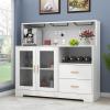 Bar Cabinet for Home with LED Light, Coffee Bar Cabinet with Wine & Glass Rack, Wine Cabinets with Storage Cabinet &Drawers, Modern Liquor Cabinets for Kitchen, Living Room, Dining Room (White) view 3