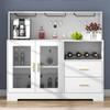 Bar Cabinet for Home with LED Light, Coffee Bar Cabinet with Wine & Glass Rack, Wine Cabinets with Storage Cabinet &Drawers, Modern Liquor Cabinets for Kitchen, Living Room, Dining Room (White) view 4