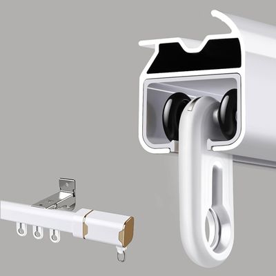 CuKYi Thickened Silent Curtain Track, Ceiling Or Wall-Mounted Curtain Rail for Room Divider, Living Rooms, Balconies, Aluminum Alloy Curtain Rod System with Rollers and Decorative Heads (Color : B-w-