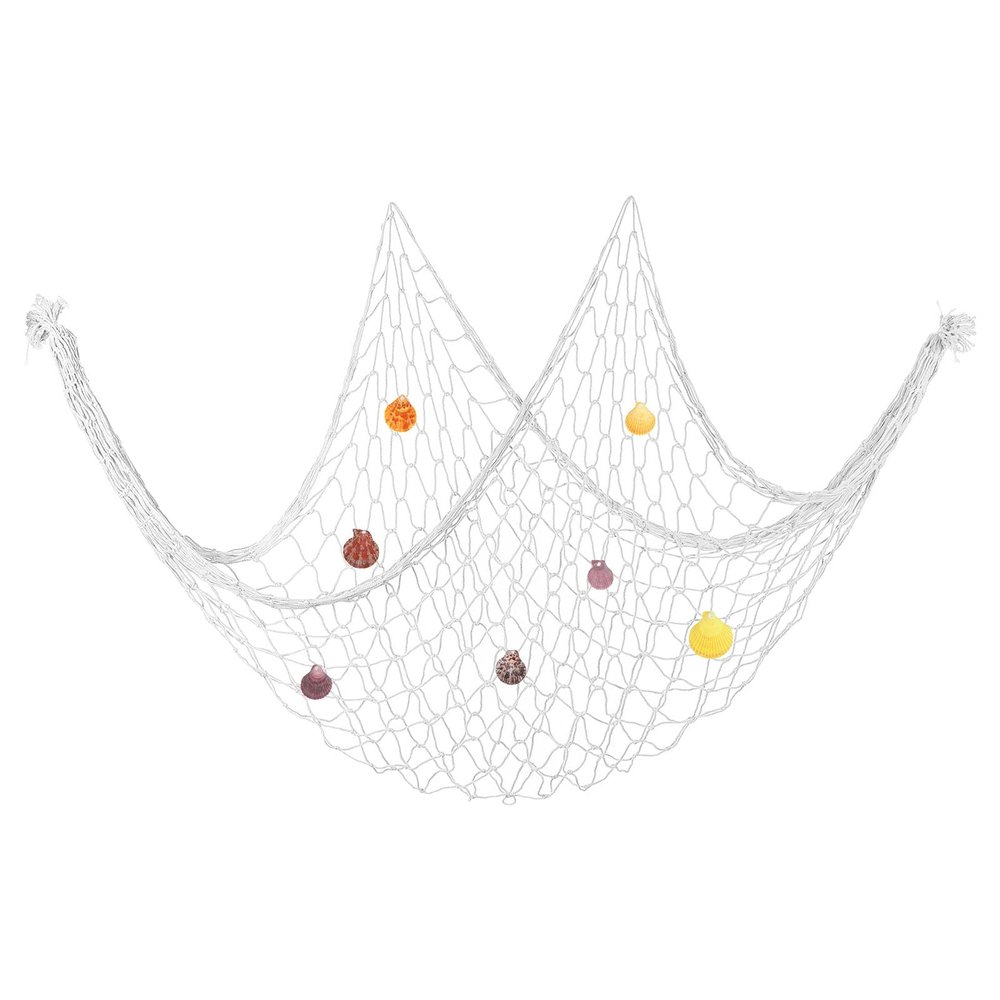 PATIKIL Fishing Net Decor, 80" x 40" Mediterranean Style Photographing Decoration Natural Fish Net Party Accessory with Sea Shells for Home Bedroom, Creamy White