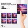 Ceramic Coasters for Drinks Square Drink Coasters with Metal Holder Purple Sunset on Water Ceramic Coaster Set of 6 Drinks Cup Mat Cork Backing Stone Coasters for Tabletop Protection 4.1" view 3