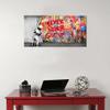 Banksy Graffiti Canvas Wall Art Modern Painting Inspirational Never Give Up Boy Behind The Curtain Prints for Living Room Home Office Decor, Framed 32" x 16" view 4
