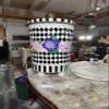 Hand Painted Metal Trash Can, Painted Trash Can, Painted Decorative Garbage Can, Decorative Painted Waste Can, 30 Gallon with lid view 2