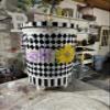 Hand Painted Metal Trash Can, Painted Trash Can, Painted Decorative Garbage Can, Decorative Painted Waste Can, 30 Gallon with lid view 3