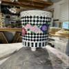 Hand Painted Metal Trash Can, Painted Trash Can, Painted Decorative Garbage Can, Decorative Painted Waste Can, 30 Gallon with lid view 4