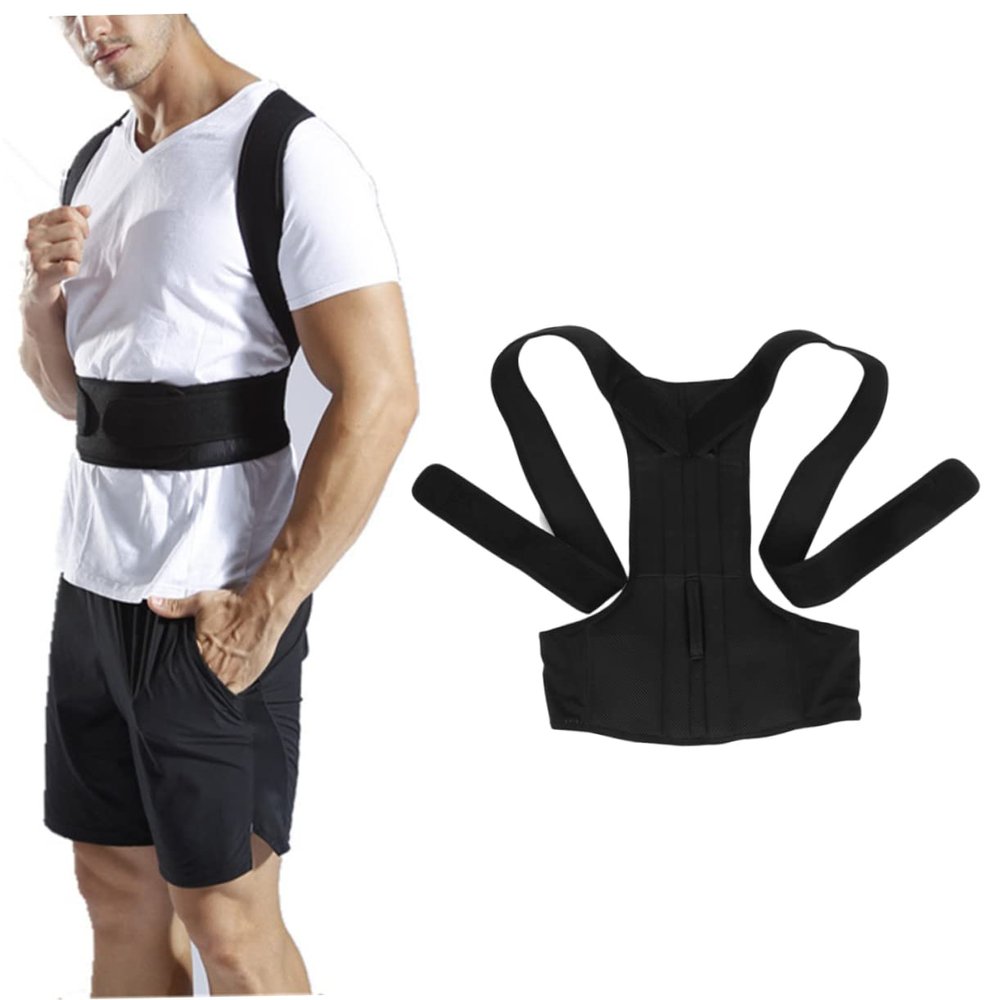 KALLORY Adjustable Back Support Brace for Posture Correction Clavicle and Shoulder Alignment Breathable and Lightweight Design for Men and Women Black
