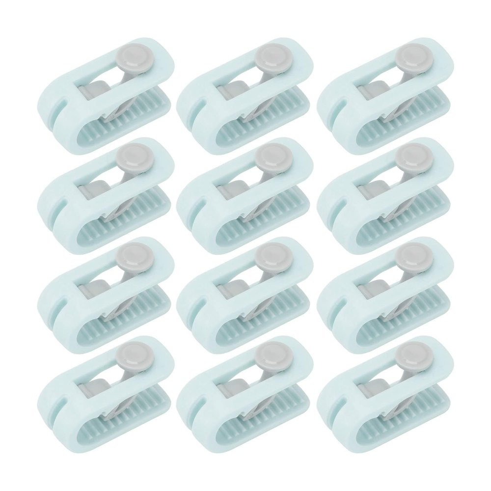 XHTLLO 12Pcs Padded Comforter Clips, 180 Degree Closure Universal Bed Quilt Clips, Prevent Slip Needleless Safety Bed Sheet Clips Holder, Quilt Fixer Clips for Home(Green)