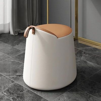 ESRADA Rotatable Leather Makeup Stool, Dressing Table Stool, Bedroom Home, Living Room Balcony, Simple Casual Small Apartment Stool A-G+S