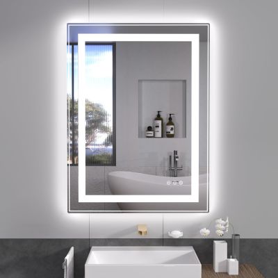 LED Mirror for Bathroom 24x40 with LightsAnti-Fog, Dimmable, Backlit + Front Lit, Lighted Bathroom Vanity Mirror for Wall, Memory Function, Tempered Glass