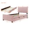 Elegant Twin Size Velvet Upholstered Platform Bed with Twin Size Trundle,for Kids Boys Girls Teens Adults Bedroom Use (Pink@Velvet, Twin) view 2