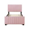Elegant Twin Size Velvet Upholstered Platform Bed with Twin Size Trundle,for Kids Boys Girls Teens Adults Bedroom Use (Pink@Velvet, Twin) view 4