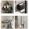GROWBY Bath Hardware Sets Towel Rack Shower Bar Rail Holder Double Shelves Hooks Hanger Paper Tray Toilet Brush Holders Black Aluminum,Toilet Brush Holders view 2