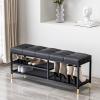 KAMPCO 3 Tier Shoe Rack Entryway Bench, Shoe Storage Bench with Padded Seating, Metal Frame, Hallway Bench for Living Room Bedroom view 2