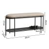 KAMPCO 2 Tier Entryway Shoe Storage Rack, Upholstered Shoe Organizer Beach with PU Leather Cushion Seat, Shoe Changing Bench Stool for Living Room, Bathroom, Hallway, 90 x 30 x 46 cm, Grey view 2