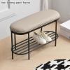 KAMPCO 2 Tier Entryway Shoe Storage Rack, Upholstered Shoe Organizer Beach with PU Leather Cushion Seat, Shoe Changing Bench Stool for Living Room, Bathroom, Hallway, 90 x 30 x 46 cm, Grey view 4