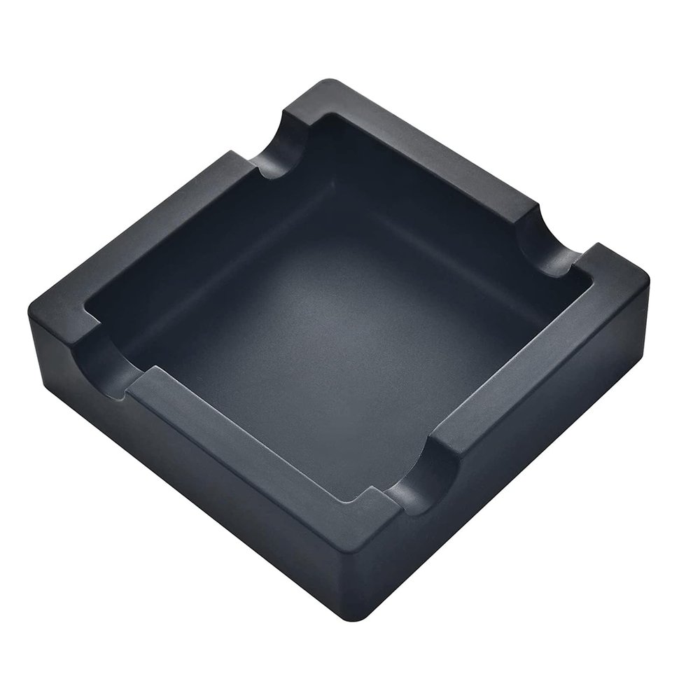 Ash Tray Black Silicone Ashtray Square Decor Ashtray 5.9 x 5.9 x 1.5in Home Ashtrays for Home Office Tabletop Indoor Ashtray