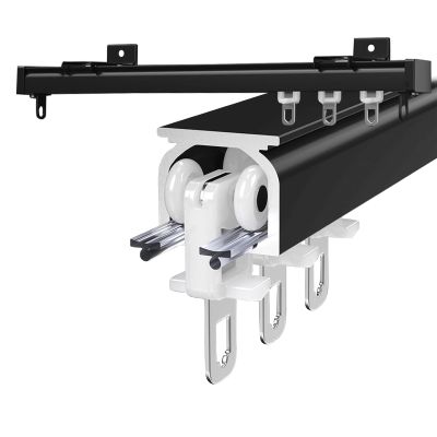 Aluminium Alloy Ceiling Track for Curtains, Aluminium Ceiling Mount Curtain Track System, Heavy Duty Curtain Track System, for Curtains,Room Divider, Shower Curtain ( Color : Black , Size : 120cm/47.2