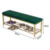 KAMPCO Upholstered Shoe Rack Bench, Velvet Entryway Bench with Shoe Storage and Seating, Shoe Organizer Bench, Comfy End of Bed Bench Seat view 2