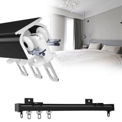 Ceiling Track for Curtains, Room Divider-Ceiling Curtain Track Rail, Heavy Aluminum Curtain Track, Curtain Track Kits, Used for Bathrooms, Bedrooms, Room Partitions ( Color : Black , Size : 100cm/39.3