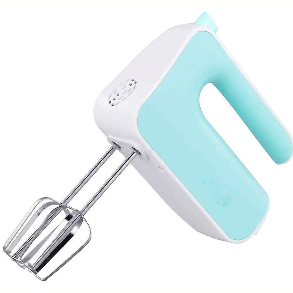 MaGiLL Sky Blue Portable Handheld Electric Egg Beater, 5-Speed Settings Stainless Steel Beaters Electric Hand Mixers for Kitchen with One-Touch Eject Button fine