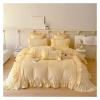 ADovz Ruffled Plush Warm Winter Girls Bedding Sets Fluffy Milk Flannel Comforter Set Set Sheets Pillowcases,Bed Sheets view 3