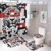 ZGDPBYF Bathroom Rugs Set 3 Pieces Bath Rugs Non Slip, Black Red Spotted Cheetah Animal Bathroom Mat, Bathroom Set with Toilet Rugs, Geometry Perfect Plush Bathroom Mats for Bathroom Tub, Shower view 2