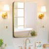 Movo 20x31 Inch Recessed or Surface Mount Medicine Cabinet with Mirror Aluminum Metal Framed Bathroom Mirror Medicine Cabinet Rectangle Storage Cabinet Gold view 1