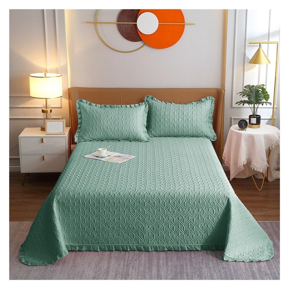 ADovz Bedding Set Ruffled Quilted Bedspread Breathable Queen Size Bedspread and Pillowcases, can be Spread on or Over beds,Bed Sheets