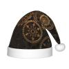 IRSHI Children's Santa Hat  Bright & Comfortable Winter Xmas Holiday Hat  Unisex Velvet Christmas Hat Gears Clock Bronze Century view 1
