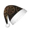 IRSHI Children's Santa Hat  Bright & Comfortable Winter Xmas Holiday Hat  Unisex Velvet Christmas Hat Gears Clock Bronze Century view 2